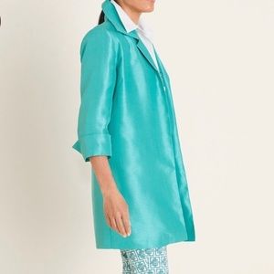 Chicos Shantung Silk like Opera jacket. Turquoise Size 2 Size XL